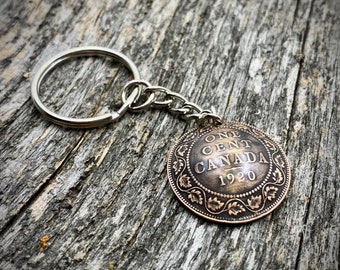 Canadian large cent (1 penny) novelty coin keychain