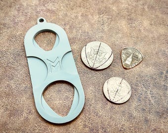 USA coin guitar pick tracing template jig for 25 cents (quarters) and 50 cents (half dollars)