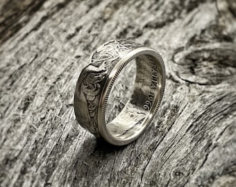 Australian silver ring - 1966 50 cent coin ring  - men's or women's ring