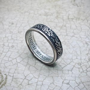 Stunning coin ring made from a silver Lebanese 50 Piastres coin (1952) - great gift
