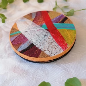 Set of 4 cork coasters, hand painted Rainbow image 3