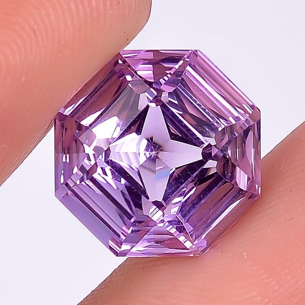Rose De France Octagon Stepwell Cut, Pink Amethyst Loose Gemstone For Jewelry Making, Rose De France Octagon Cut Calibrated Size Gemstone