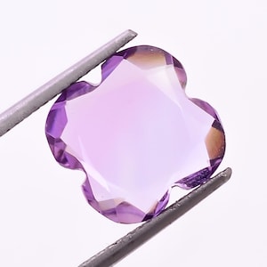 Natural Pink Amethyst Clover Shape Carved Cut, Rose De France Loose Gemstone for Jewelry Making, Purple Amethyst Calibrated Size 12X12 mm