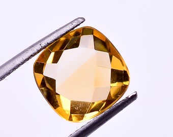 Natural Citrine Cushion Gemstone, Faceted Cut, Jewelry Making (10X10 mm)