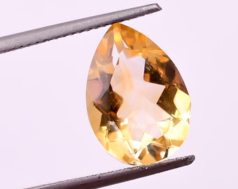 ジュエリー製作用天然シトリンクォーツ（ペアシェイプカット）（14×10mm）