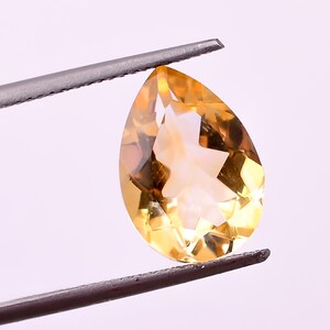 Natural Citrine Pear Shape Brilliant Cut, Citrine Loose Gemstone For Jewelry Making, Christmas Gift Yellow Crystal Calibrated Size 14X10 mm