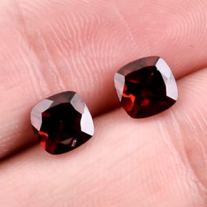 Mozambique Garnet Cushion Brilliant Cut, AAA Natural Red Garnet Loose Gemstone For Jewelry Making, Calibrated Red Crystal Size 4X4 To 8X8 mm