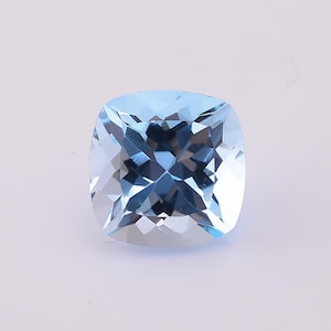 Natural Sky Blue Topaz: 10mm Cushion Cut Loose Gemstone