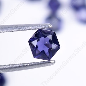 Natural Blue Iolite Hexagon Gemstone for Jewelry Making (5x5-7x7mm)