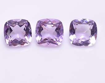 Natural Pink Amethyst Cushion Cut Gemstone, Rose De France Loose Stone (7X7 mm)