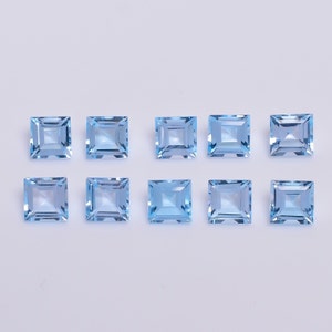 100% Natural Sky Blue Topaz Square Shape Faceted Cut, Topaz Loose Gemstone For Jewelry Making, Blue Topaz Calibrated Size 5X5 To 10X10 mm