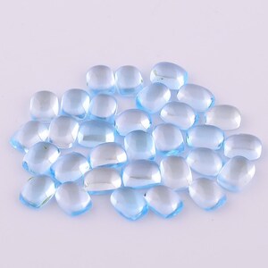 Sky Blue Topaz Cabochon: Radiant Cushion Cut Gemstone (8x6 mm)