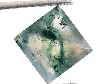 Green Moss Agate Square Gemstone, Faceted Cut Loose Gemstone, Calibrated Size 10X10 mm