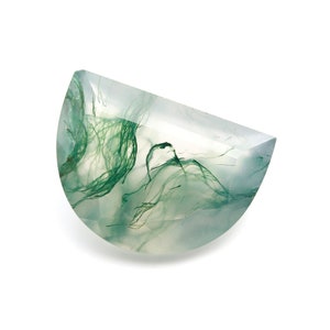Natural Moss Agate Half Moon Shape Faceted Cut, Moss Loose Gemstone For Making Jewelry, Moss Agate D Shape Crystal Calibrated Size 14X10mm