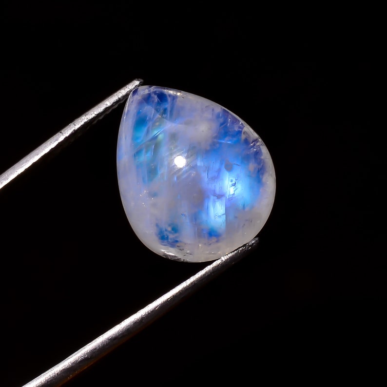 For Making Jewelry 17 X 13.5 X 7 mm SJ-596 Fire Play Moonstone Natural Rainbow Moonstone Pear Shape Cabochon Loose Gemstone 11.5 Ct