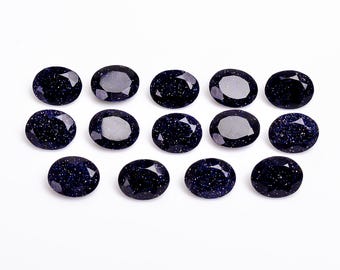 Blå sandsten oval ädelsten, briljantslipad fasetterad lös sten (7x5-16 x 12 mm)