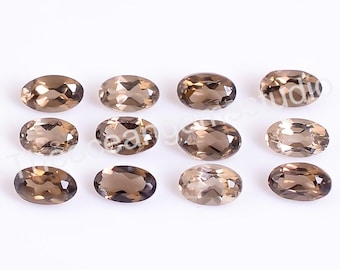 Piedra preciosa ovalada de cuarzo ahumado natural, color marrón, facetada y suelta (5x3x2 mm)