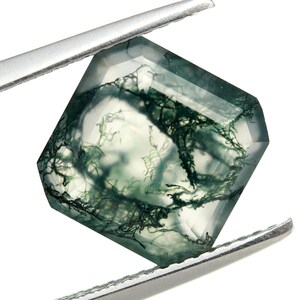 Natural Moss Agate Octagon Asscher Cut, Agate Loose Gemstone For Jewelry Making, Moss Agate Octagon Brilliant Cut Calibrated Size 10X10 mm