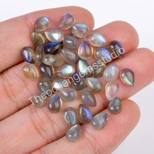 Natural Rainbow Labradorite Pear Cabochons, Labradorite Loose Gemstone For Jewelry Making, Blue Fire Labradorite Calibrated Size 5X3--8X6 mm