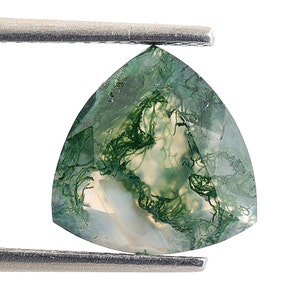 Garden Moss Agate Trillion Shape Faceted, Moss Loose Gemstone For Jewelry Making, Top Quality Moss Agate Trillion Calibrated Size 11X11 mm