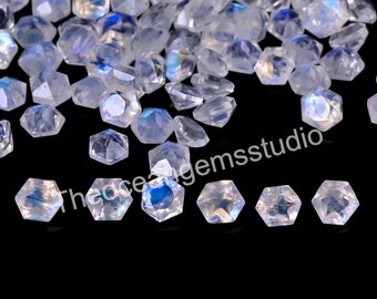 Rainbow Moonstone Hexagon Shape Brilliant Cut, Loose Gemstone For Jewelry Making, June Birthstone, Hexagon Cut Calibrated Size 4X4 mm