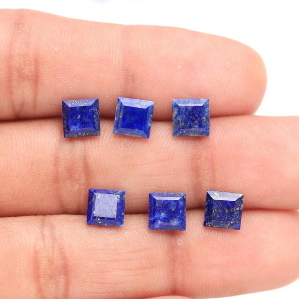 Natural Lapis Lazuli Square Shape, Lapis Loose Gemstone For Jewelry Making, Blue Lapis Square Shape Faceted Cut Calibrated Cut 5X5-- 12X12mm