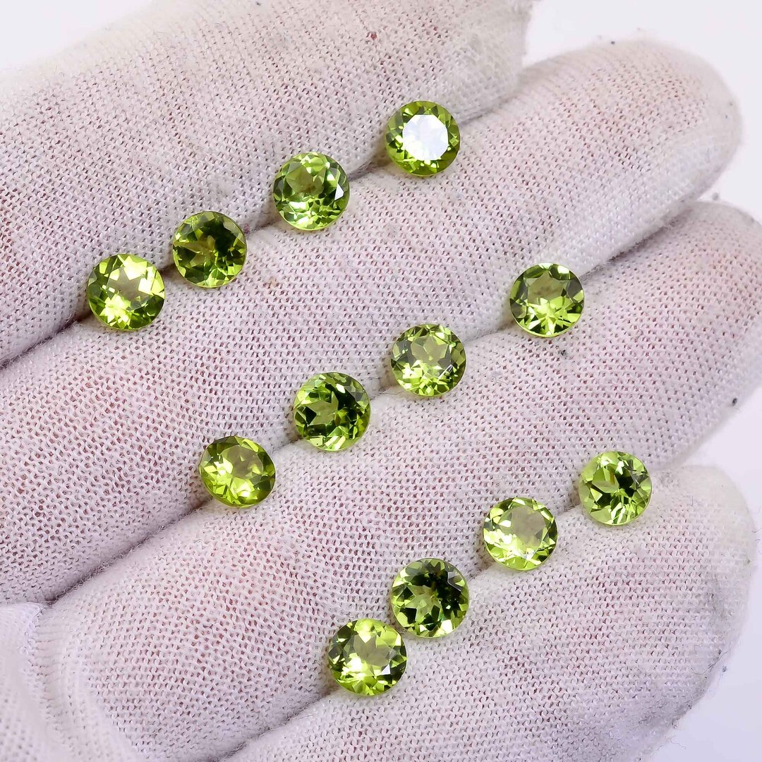 Peridot Round Shape Faceted Gemstone, Natural Loose Gemstone for