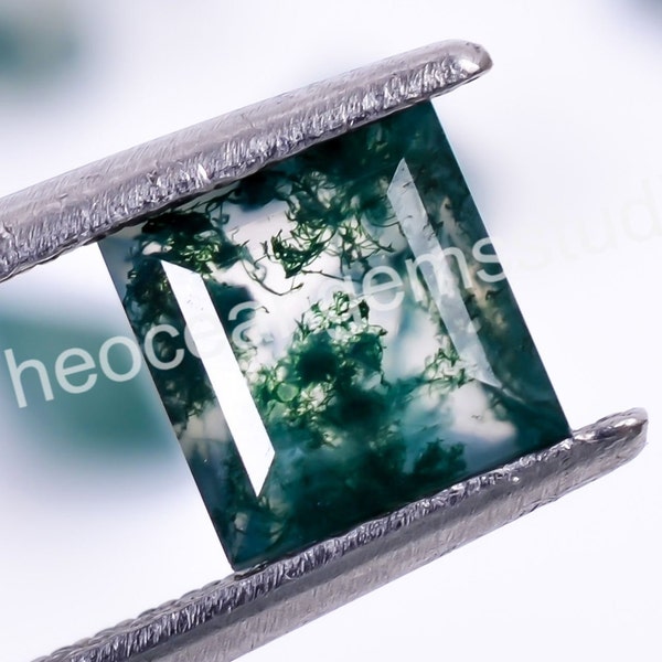 Natural Moss Agate Square Shape Faceted Loose Gemstone, Green Tree Agate, Calibrated Cut Square Jewelry Making, Valentine Gift, 5X5-10X10mm