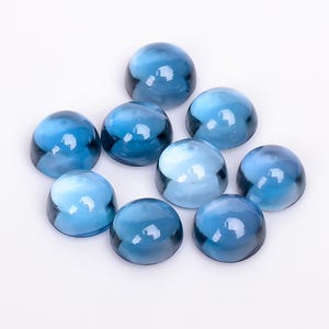 100% Natural London Blue Topaz Round Cabochons, London Topaz Loose Gemstone For Jewelry Making, Topaz Round Calibrated Size 6.5X6.5 mm