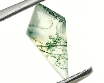 Mosagaat vliegervorm edelsteen, tuinagaat gefacetteerde losse edelsteen voor het maken van sieraden, natuurlijke groene gekalibreerde edelsteen, 10X5 mm, 0,50 Ct.