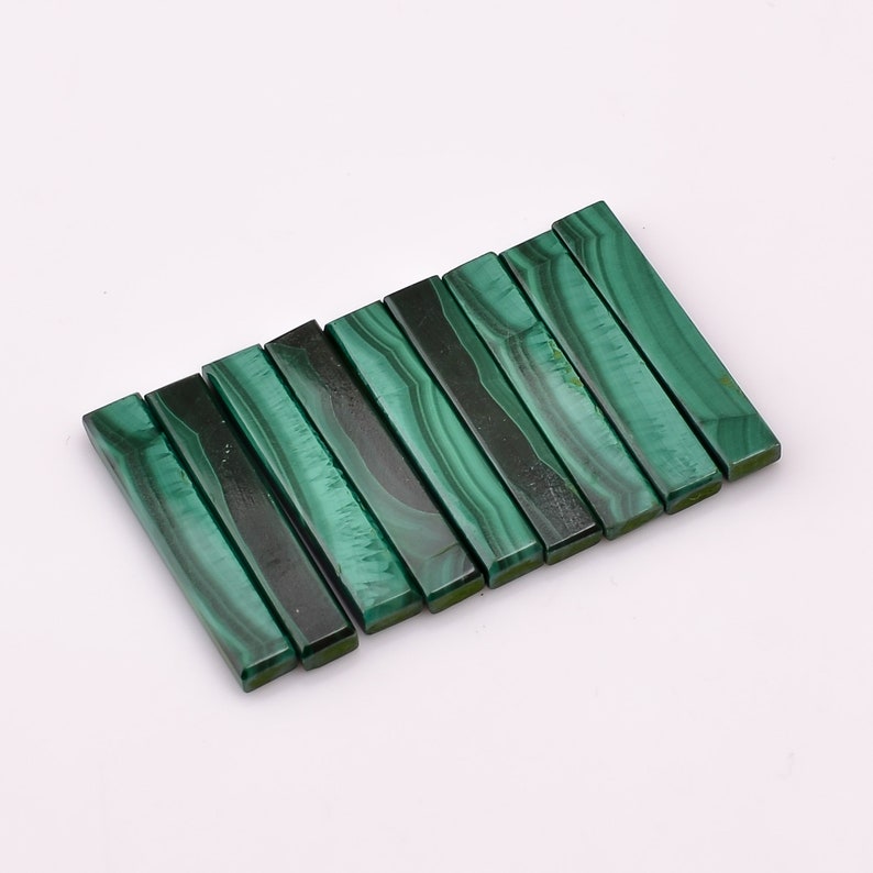 2 PCs malachite Gemstone Natural Malachite Rectangle Pair Shape Cabochon Loose Gemstone For Making Jewelry Calibrated Size 22X4X2 mm