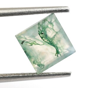 Natural Moss Agate Square Shape, AAA Tree Moss Agate Loose Gemstone For Jewelry Making, Green Moss Agate Birthday Gift Calibrated Size 7X7mm
