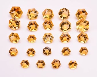 Natural Citrine Hexagon Shape Brilliant Cut, Citrine Quartz Loose Gemstone For Jewelry Making,  Calibrated Size 5X5 To 10X10mm Wedding Gift