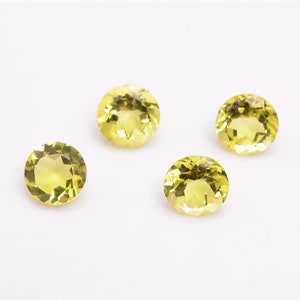 Natural Lemon Quartz Round Shape Faceted Cut,Lemon Loose Gemstone For Jewelry Making,Yellow Crystal Round Cut Calibrated Size 4X4--12X12mm