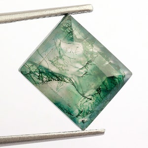 Natural Moss Agate Rectangle Shape Faceted Cut, Tree Moss Agate Loose Gemstone Jewelry Making, Healing Crystal Calibrated Size 12X10 mm