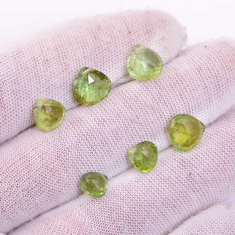 6X6 To 9X9mm 6 PCs A-One Quality 100/% Natural Green Tourmaline Gemstone Heart Shape Faceted Drilled Loose Gemstone For Making Jewelry 11 Ct