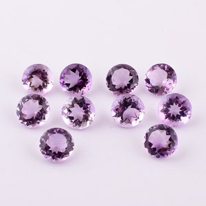 Natural Pink Amethyst Round Shape Brilliant Cut, Rose de France Loose Gemstone Jewelry Making, Purple Amethyst Calibrated Size 12X12--5X5 mm