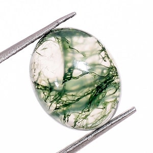 Natural Moss Agate Oval Shape Cabochons, Green Moss Agate, Loose Gemstone For Jewelry Making, Moss Agate Flat Back Calibrated Size 10X8 mm