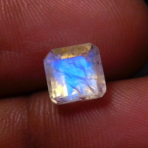 Natural Blue Moonstone Octagon Asscher Cut, Loose Gemstone For Jewelry Making, Flashy Moonstone Octagon Faceted Cut Calibrated Size 7X7 mm