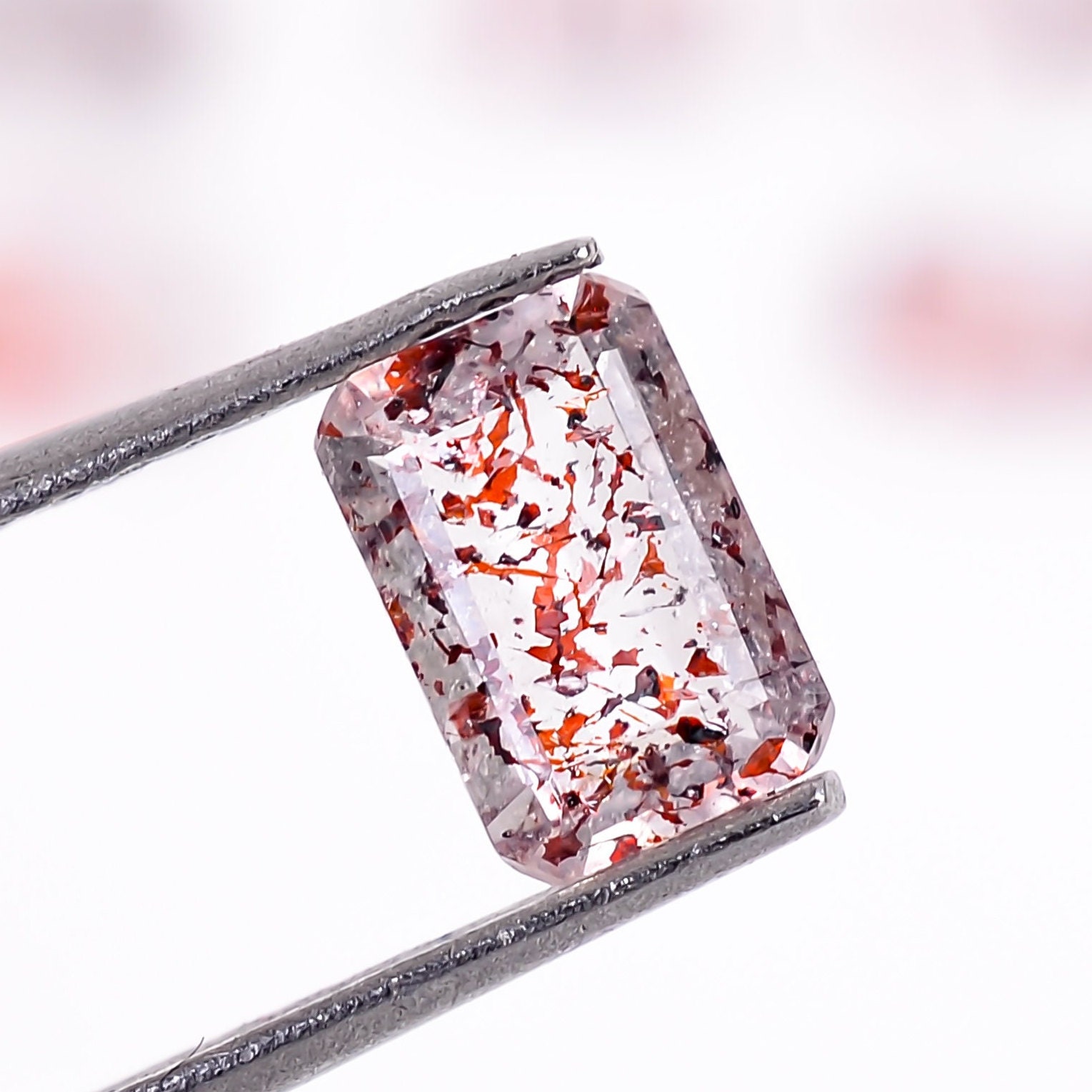 Super Seven-lepidocrocietkwarts, edelsteen: achthoek, gefacetteerd, 6 x 4 mm