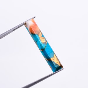 Natural Oyster Copper Turquoise Baguette Shape, Blue Turquoise Loose Gemstone For Jewelry Making, Mohave Turquoise Calibrated Size 22X4X3 mm