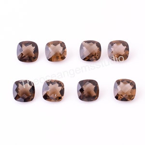 Natural Smokey Quartz Cushion Shape Checkerboard Cut, Smoky Loose Gemstone For Jewelry Making, Smokey Topaz Calibrated Size 7X7--12X12mm