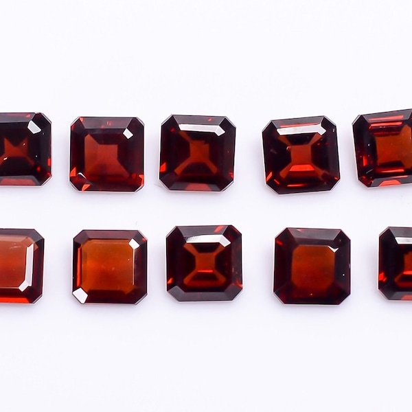 100% Natural Mozambique Garnet Asscher Shape, Loose Gemstone For Jewelry Making, Garnet Faceted Asscher Cut Calibrated Size 5X5--8X8 mm mm