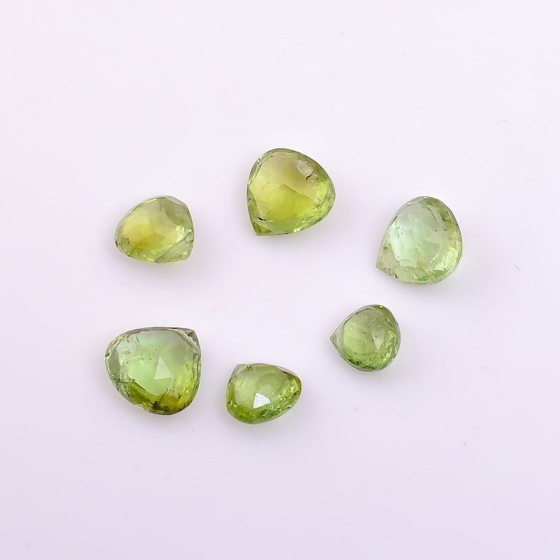 6X6 To 9X9mm 6 PCs A-One Quality 100/% Natural Green Tourmaline Gemstone Heart Shape Faceted Drilled Loose Gemstone For Making Jewelry 11 Ct