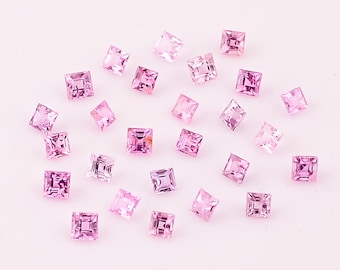 天然ピンクサファイア、スクエアカットルースジェムストーン（2.3×2.3 mm）