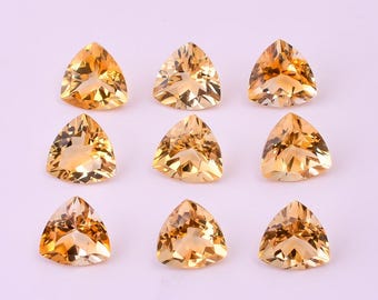 Natural Citrine Quartz Trillion Shape, Citrine Loose Gemstone For Jewelry Making, Yellow Citrine Trillion Cut Calibrated Size 4X4 To 12X12mm