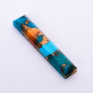 Oyster Copper Turquoise Baguette Faceted Cut, Natural Blue Turquoise Loose Gemstone For Jewelry Making, Birthday Gift Calibrated Size 22X4mm
