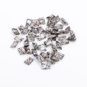 Natural Black Rutile Quartz Baguette Gemstone, Faceted Loose Stone (4x3 mm) image 19