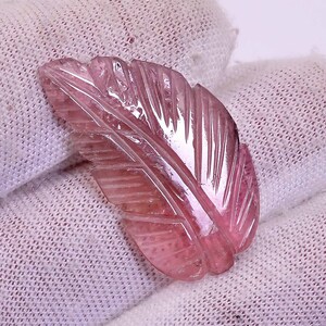 Natural Pink Tourmaline Leaf Shape Carving Cut, Loose Gemstone For Jewelry Making, Tourmaline Quartz  Gems Crystals 32X17X3 mm Wedding Gift