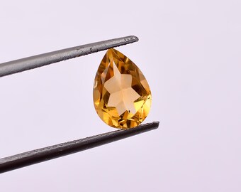 天然ペアシェイプシトリン宝石、ブリリアントカットクォーツ（ジュエリー製作用）（10 x 7 mm）